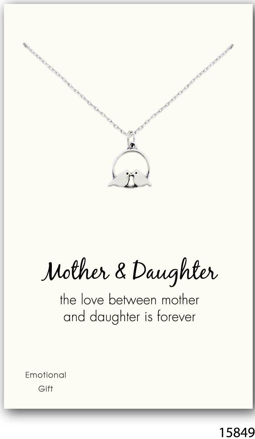 The birds mother daughter silver pendant